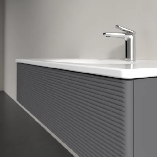 VILLEROY BOCH Toaletní skříňka Antao, 1 zásuvka, 988 x 256 x 493 mm, strukturovaná přední část, antracitový matný lak #K02100GK, obrázek 5