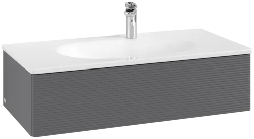 VILLEROY BOCH Toaletní skříňka Antao, 1 zásuvka, 988 x 256 x 493 mm, strukturovaná přední část, antracitový matný lak #K02100GK