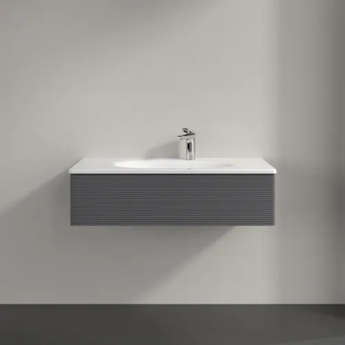 VILLEROY BOCH Toaletní skříňka Antao, 1 zásuvka, 988 x 256 x 493 mm, strukturovaná přední část, antracitový matný lak #K02100GK, obrázek 3