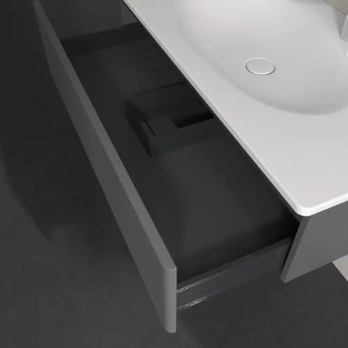 VILLEROY BOCH Toaletní skříňka Antao, 1 zásuvka, 988 x 256 x 493 mm, strukturovaná přední část, antracitový matný lak #K02100GK, obrázek 7