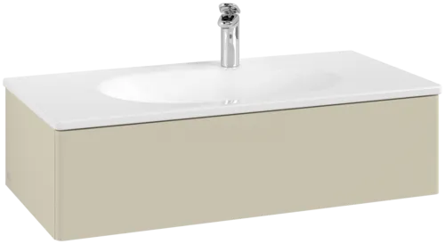 VILLEROY BOCH Toaletní skříňka Antao, 1 zásuvka, 988 x 256 x 493 mm, přední strana bez konstrukce, hedvábně šedý matný lak #K02000HJ