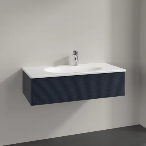 VILLEROY BOCH Toaletní skříňka Antao, 1 zásuvka, 988 x 256 x 493 mm, texturovaná přední část, matný lak Midnight Blue #K02100HG, obrázek 2