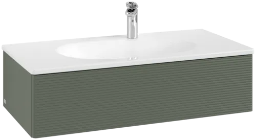 VILLEROY BOCH Toaletní skříňka Antao, 1 zásuvka, 988 x 256 x 493 mm, texturovaná přední část, listově zelený matný lak #K02100HL