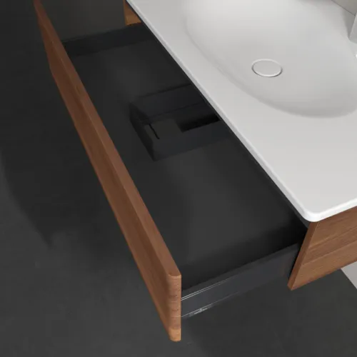 VILLEROY BOCH Toaletní skříňka Antao, 1 zásuvka, 988 x 256 x 493 mm, strukturovaná přední část, teplý ořech #K02100HM, obrázek 7