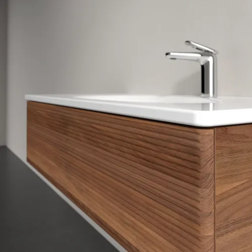 VILLEROY BOCH Toaletní skříňka Antao, 1 zásuvka, 988 x 256 x 493 mm, strukturovaná přední část, teplý ořech #K02100HM, obrázek 5