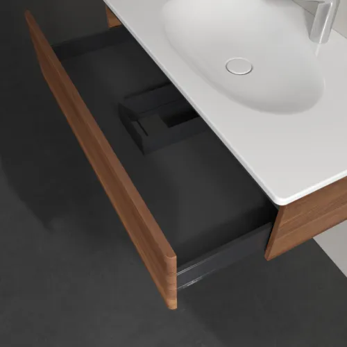 VILLEROY BOCH Toaletní skříňka Antao, 1 zásuvka, 988 x 256 x 493 mm, strukturovaná přední část, teplý ořech #K02100HM, obrázek 6