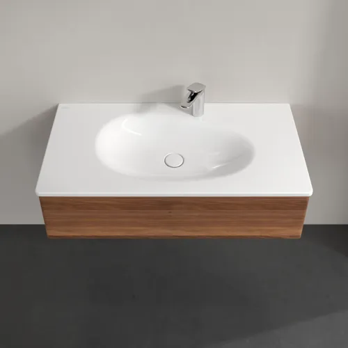 VILLEROY BOCH Toaletní skříňka Antao, 1 zásuvka, 988 x 256 x 493 mm, strukturovaná přední část, teplý ořech #K02100HM, obrázek 4