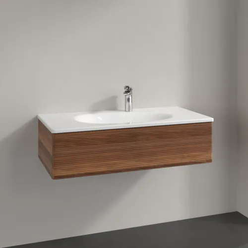 VILLEROY BOCH Toaletní skříňka Antao, 1 zásuvka, 988 x 256 x 493 mm, strukturovaná přední část, teplý ořech #K02100HM, obrázek 2