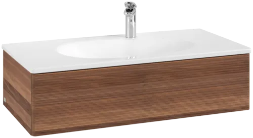 VILLEROY BOCH Toaletní skříňka Antao, 1 zásuvka, 988 x 256 x 493 mm, strukturovaná přední část, teplý ořech #K02100HM