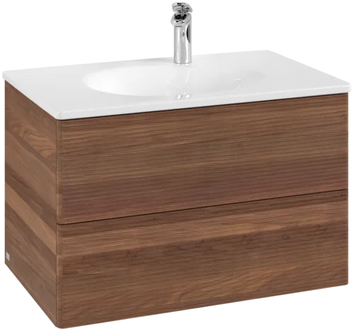 VILLEROY BOCH Toaletní skříňka Antao, 2 výsuvy, 788 x 504 x 496 mm, texturovaná přední část, teplý ořech #K04100HM