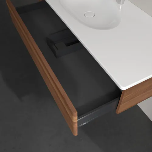 VILLEROY BOCH Toaletní skříňka Antao, 1 zásuvka, 1188 x 256 x 493 mm, texturovaná přední část, teplý ořech #K03100HM, obrázek 6