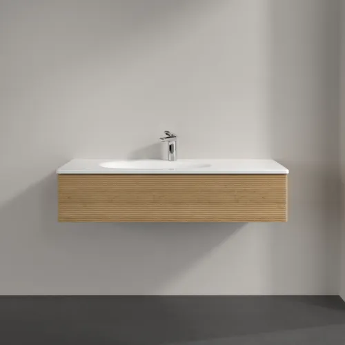VILLEROY BOCH Toaletní skříňka Antao, 1 zásuvka, 1188 x 256 x 493 mm, strukturované čelo, medový dub #K03100HN, obrázek 3