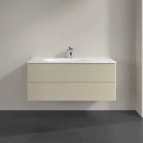 VILLEROY BOCH Toaletní skříňka Antao, 2 výsuvy, 1188 x 504 x 492 mm, přední strana s konstrukcí, hedvábně šedý matný lak #K06100HJ, obrázek 3