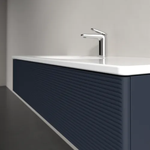VILLEROY BOCH Toaletní skříňka Antao, 1 zásuvka, 1188 x 256 x 493 mm, texturovaná přední část, matný lak Midnight Blue #K03100HG, obrázek 5