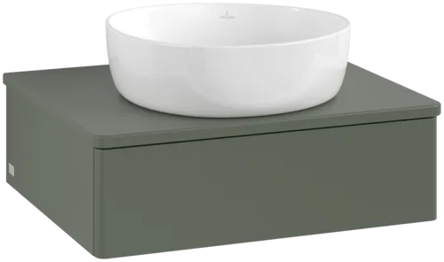 VILLEROY BOCH Toaletní skříňka Antao, 1 zásuvka, 600 x 190 x 500 mm, přední strana bez konstrukce, listově zelený matný lak / listově zelený matný lak #K07010HL