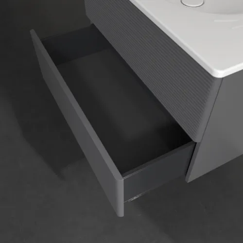 VILLEROY BOCH Toaletní skříňka Antao, 2 výsuvy, 788 x 504 x 496 mm, strukturovaná přední strana, antracitový matný lak #K04100GK, obrázek 6