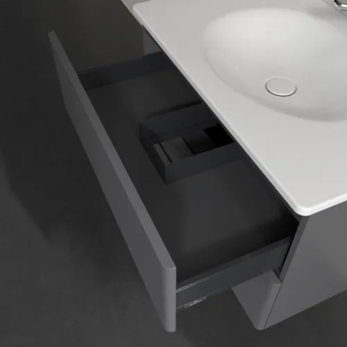 VILLEROY BOCH Toaletní skříňka Antao, 2 výsuvy, 788 x 504 x 496 mm, strukturovaná přední strana, antracitový matný lak #K04100GK, obrázek 7