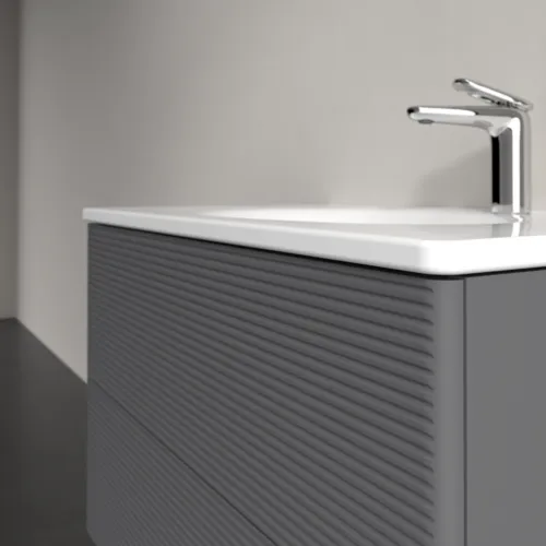 VILLEROY BOCH Toaletní skříňka Antao, 2 výsuvy, 788 x 504 x 496 mm, strukturovaná přední strana, antracitový matný lak #K04100GK, obrázek 5