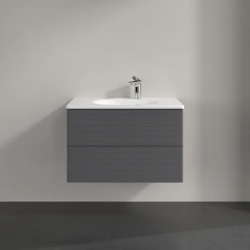 VILLEROY BOCH Toaletní skříňka Antao, 2 výsuvy, 788 x 504 x 496 mm, strukturovaná přední strana, antracitový matný lak #K04100GK, obrázek 3