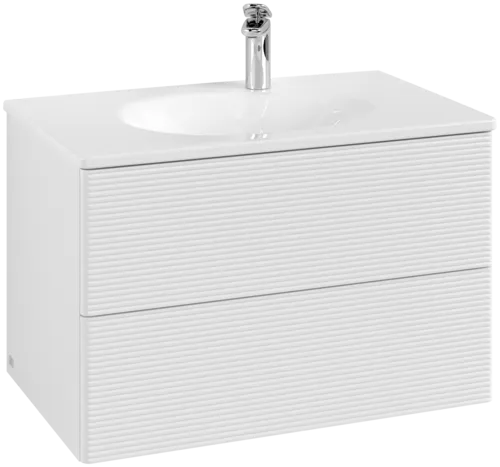 VILLEROY BOCH Toaletní skříňka Antao, 2 výsuvy, 788 x 504 x 496 mm, strukturovaná přední strana, lesklý bílý lak #K04100GF