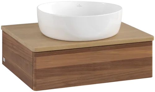 VILLEROY BOCH Toaletní skříňka Antao, 1 zásuvka, 600 x 190 x 500 mm, přední strana bez konstrukce, teplý ořech / medový dub #K07011HM