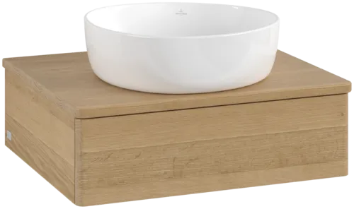 VILLEROY BOCH Toaletní stolek Antao, 1 zásuvka, 600 x 190 x 500 mm, přední strana bez konstrukce, medový dub / medový dub #K07011HN