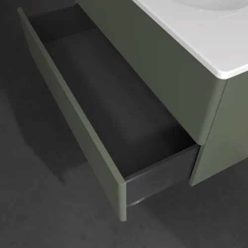 VILLEROY BOCH Toaletní skříňka Antao, 2 výsuvy, 988 x 504 x 496 mm, přední strana bez konstrukce, listově zelený matný lak #K05000HL, obrázek 6
