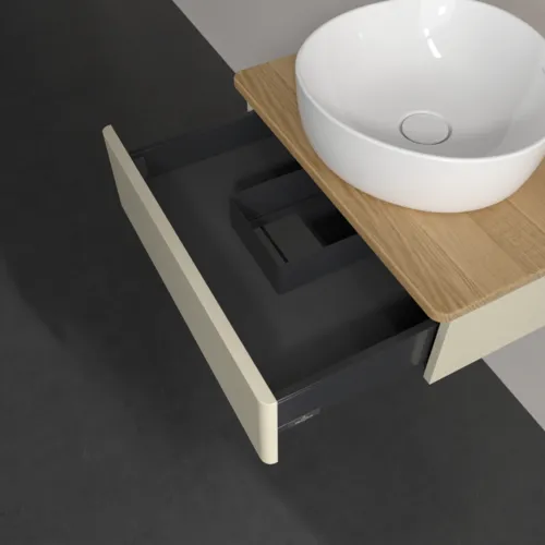 VILLEROY BOCH Toaletní skříňka Antao, 1 zásuvka, 600 x 190 x 500 mm, přední strana bez konstrukce, hedvábně šedý matný lak / medový dub #K07011HJ, obrázek 6