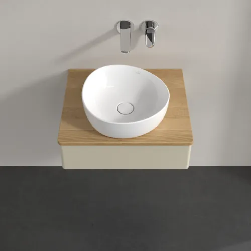 VILLEROY BOCH Toaletní skříňka Antao, 1 zásuvka, 600 x 190 x 500 mm, přední strana bez konstrukce, hedvábně šedý matný lak / medový dub #K07011HJ, obrázek 4