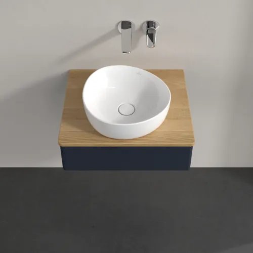 VILLEROY BOCH Toaletní skříňka Antao, 1 zásuvka, 600 x 190 x 500 mm, přední strana bez konstrukce, Midnight Blue Matt Lacquer / Honey Oak #K07011HG, obrázek 4