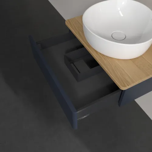 VILLEROY BOCH Toaletní skříňka Antao, 1 zásuvka, 600 x 190 x 500 mm, přední strana bez konstrukce, Midnight Blue Matt Lacquer / Honey Oak #K07011HG, obrázek 6