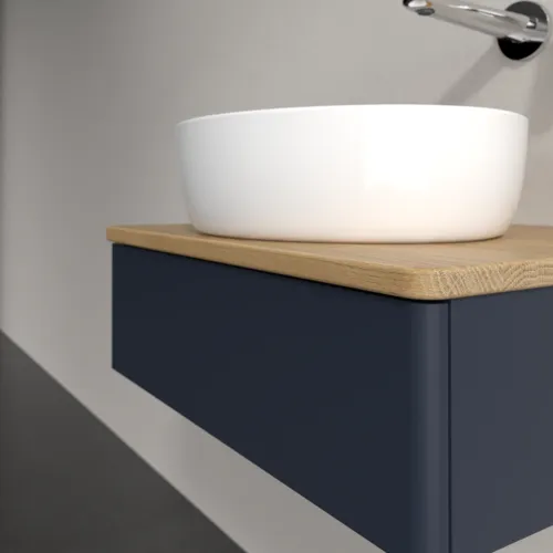 VILLEROY BOCH Toaletní skříňka Antao, 1 zásuvka, 600 x 190 x 500 mm, přední strana bez konstrukce, Midnight Blue Matt Lacquer / Honey Oak #K07011HG, obrázek 5