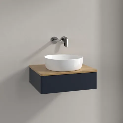 VILLEROY BOCH Toaletní skříňka Antao, 1 zásuvka, 600 x 190 x 500 mm, přední strana bez konstrukce, Midnight Blue Matt Lacquer / Honey Oak #K07011HG, obrázek 2