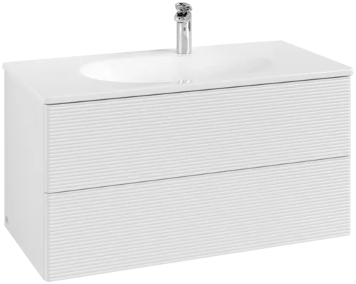 VILLEROY BOCH Toaletní skříňka Antao, 2 výsuvy, 988 x 504 x 496 mm, strukturovaná přední strana, lesklý bílý lak #K05100GF