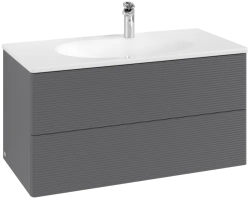 VILLEROY BOCH Toaletní skříňka Antao, 2 výsuvy, 988 x 504 x 496 mm, strukturovaná přední část, antracitový matný lak #K05100GK