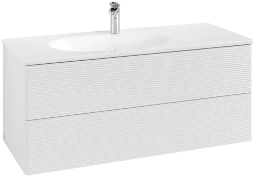 VILLEROY BOCH Toaletní skříňka Antao, 2 výsuvy, 1188 x 504 x 492 mm, strukturovaná přední strana, lesklý bílý lak #K06100GF