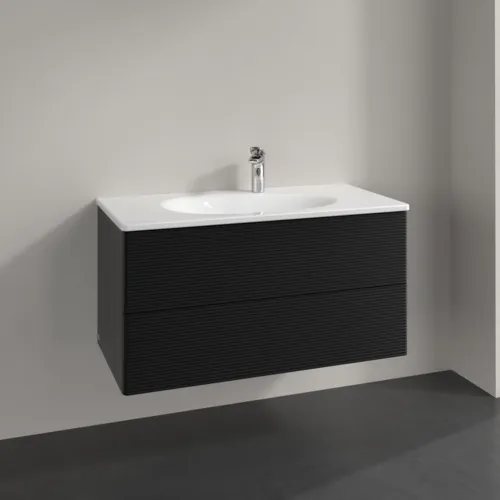 VILLEROY BOCH Toaletní skříňka Antao, 2 výsuvy, 988 x 504 x 496 mm, texturovaná přední strana, černý matný lak #K05100PD, obrázek 2