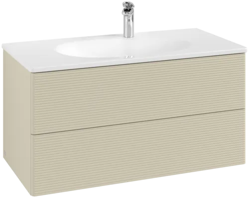 VILLEROY BOCH Toaletní skříňka Antao, 2 výsuvy, 988 x 504 x 496 mm, přední strana s konstrukcí, hedvábně šedý matný lak #K05100HJ
