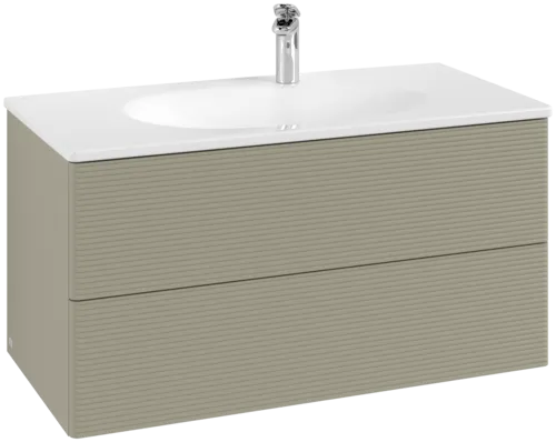 VILLEROY BOCH Toaletní skříňka Antao, 2 výsuvy, 988 x 504 x 496 mm, strukturovaná přední strana, matný lak Stone Grey #K05100HK