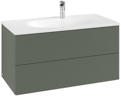 VILLEROY BOCH Toaletní skříňka Antao, 2 výsuvy, 988 x 504 x 496 mm, texturovaná přední strana, listově zelený matný lak #K05100HL