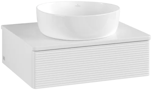 VILLEROY BOCH Toaletní skříňka Antao, 1 zásuvka, 600 x 190 x 500 mm, texturovaná přední část, lesklý bílý lak / lesklý bílý lak #K07110GF