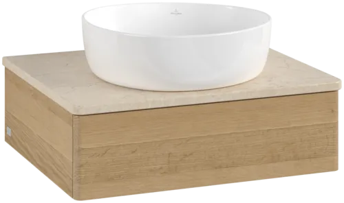 VILLEROY BOCH Toaletní stolek Antao, 1 zásuvka, 600 x 190 x 500 mm, přední strana bez konstrukce, dub medový / Botticino #K07013HN