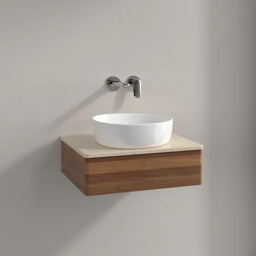 VILLEROY BOCH Toaletní skříňka Antao, 1 zásuvka, 600 x 190 x 500 mm, přední strana bez konstrukce, teplý ořech / Botticino #K07013HM, obrázek 2