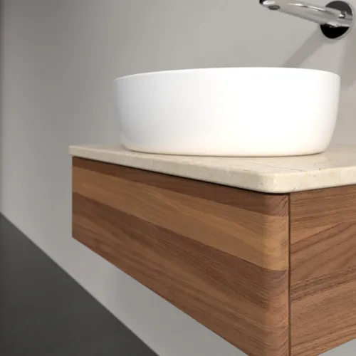 VILLEROY BOCH Toaletní skříňka Antao, 1 zásuvka, 600 x 190 x 500 mm, přední strana bez konstrukce, teplý ořech / Botticino #K07013HM, obrázek 5