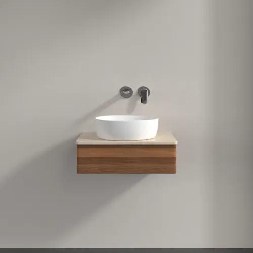 VILLEROY BOCH Toaletní skříňka Antao, 1 zásuvka, 600 x 190 x 500 mm, přední strana bez konstrukce, teplý ořech / Botticino #K07013HM, obrázek 3