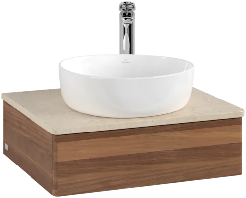VILLEROY BOCH Toaletní skříňka Antao, 1 zásuvka, 600 x 190 x 500 mm, přední strana bez konstrukce, teplý ořech / Botticino #K07053HM