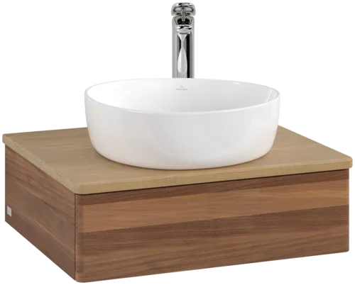 VILLEROY BOCH Toaletní skříňka Antao, 1 zásuvka, 600 x 190 x 500 mm, přední strana bez konstrukce, teplý ořech / medový dub #K07051HM