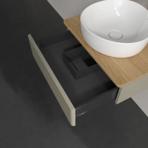 VILLEROY BOCH Toaletní skříňka Antao, 1 zásuvka, 600 x 190 x 500 mm, přední strana bez konstrukce, Stone Grey Matt Lacquer / Honey Oak #K07051HK, obrázek 2