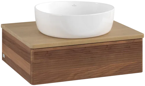 VILLEROY BOCH Toaletní skříňka Antao, 1 zásuvka, 600 x 190 x 500 mm, strukturované čelo, teplý ořech / medový dub #K07111HM