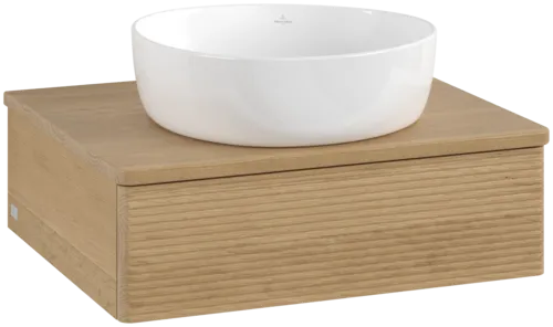 VILLEROY BOCH Toaletní stolek Antao, 1 zásuvka, 600 x 190 x 500 mm, přední strana s konstrukcí, medový dub / medový dub #K07111HN
